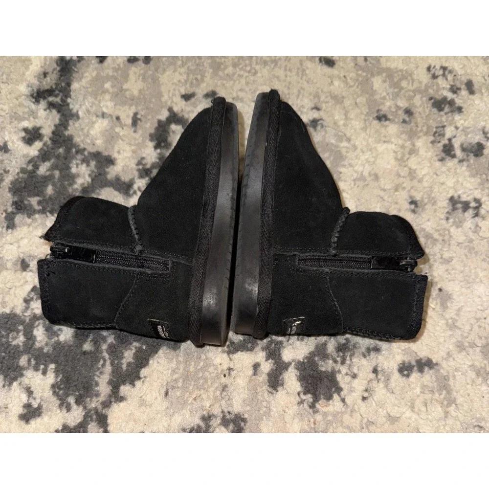 Koolaburra Ugg Toddler Girl Sz 6 Suede Leather Ankle Boots Black Winter